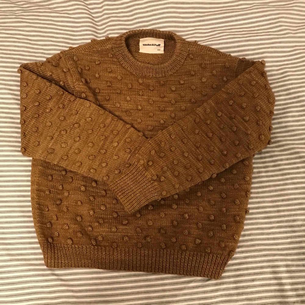 Misha & Puff crew popcorn wool sweater in bronze S